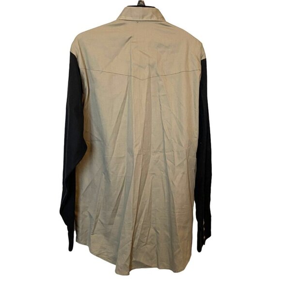BRONCO Western Rodeo Cowboy Wear Khaki Black‎ Long Sleeve Button-Up Shirt Size L - Picture 2 of 5